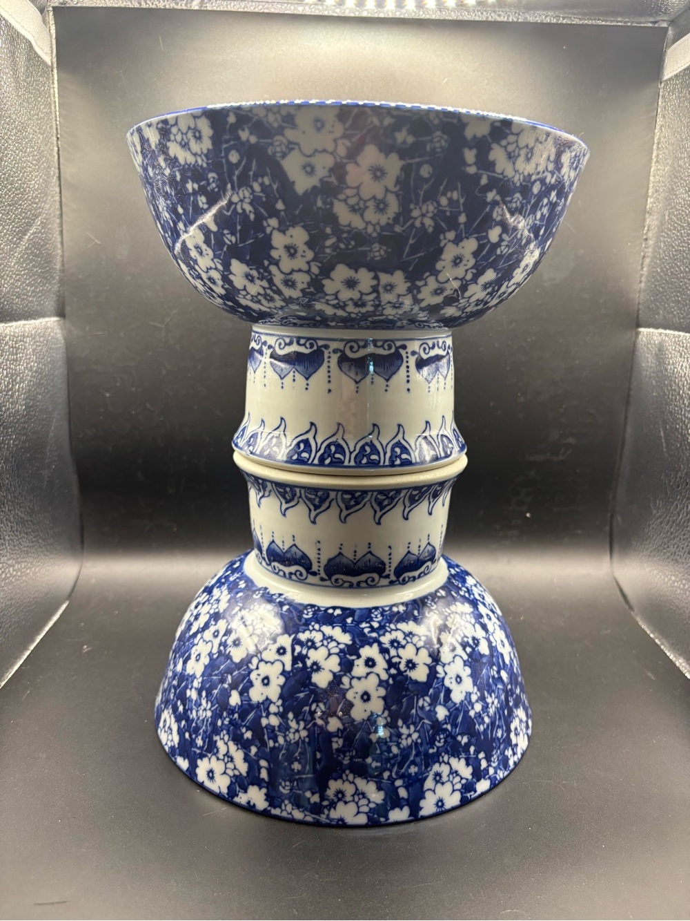 Blue Floral Pedestal Compote - Picture 11 of 12